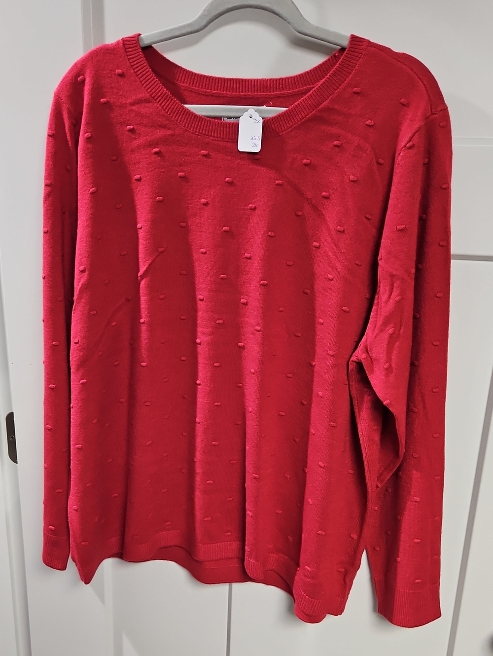 croft & barrow Red Textured Dot Crewneck Sweater